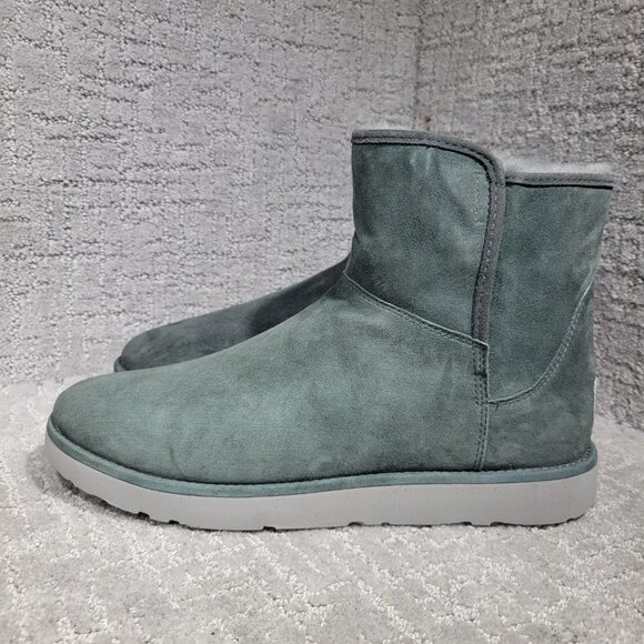 UGG Abree Women's Size 12 US Green Suede Leather Side Zip Mini Boots 1016548 - Picture 1 of 11